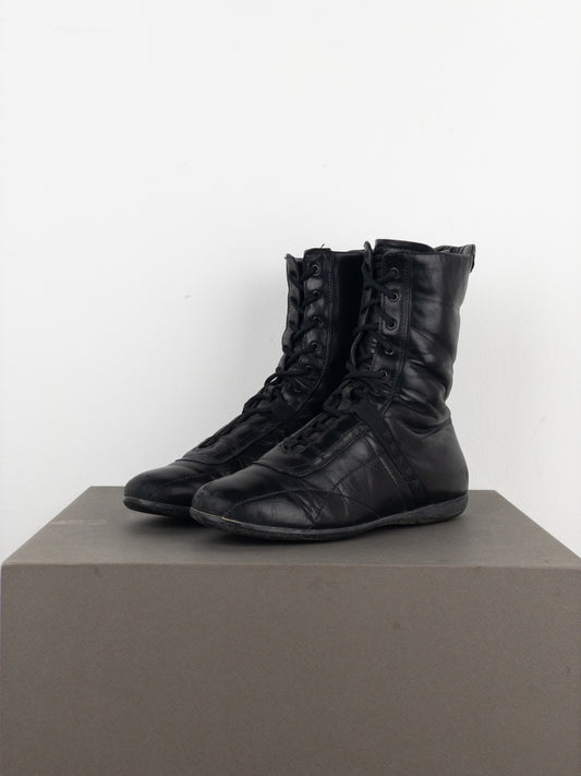Prada 2000s Mid-Calf Boxing Racing Sneaker Lace-Up Boots