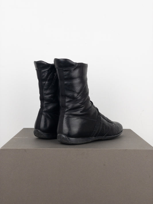 Prada 2000s Mid-Calf Boxing Racing Sneaker Lace-Up Boots