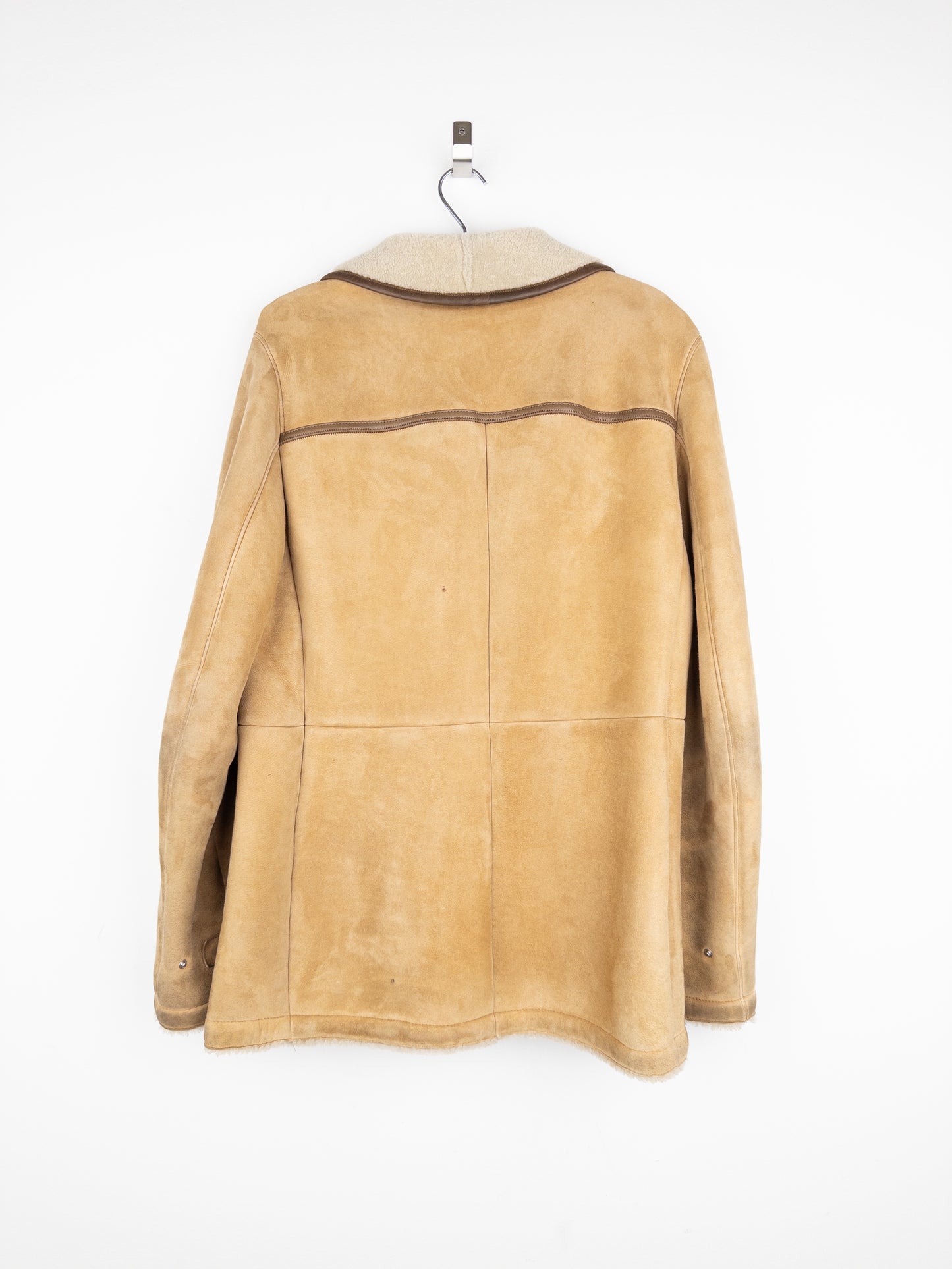 Prada AW05 Double Breasted Shearling Leather Pea Coat