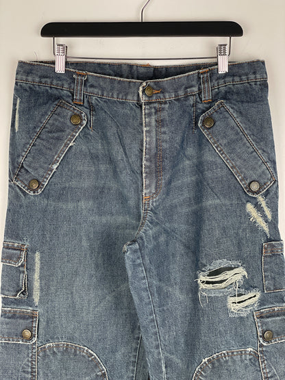Dolce & Gabbana AW03 Double-Knee Denim Cargo Pants