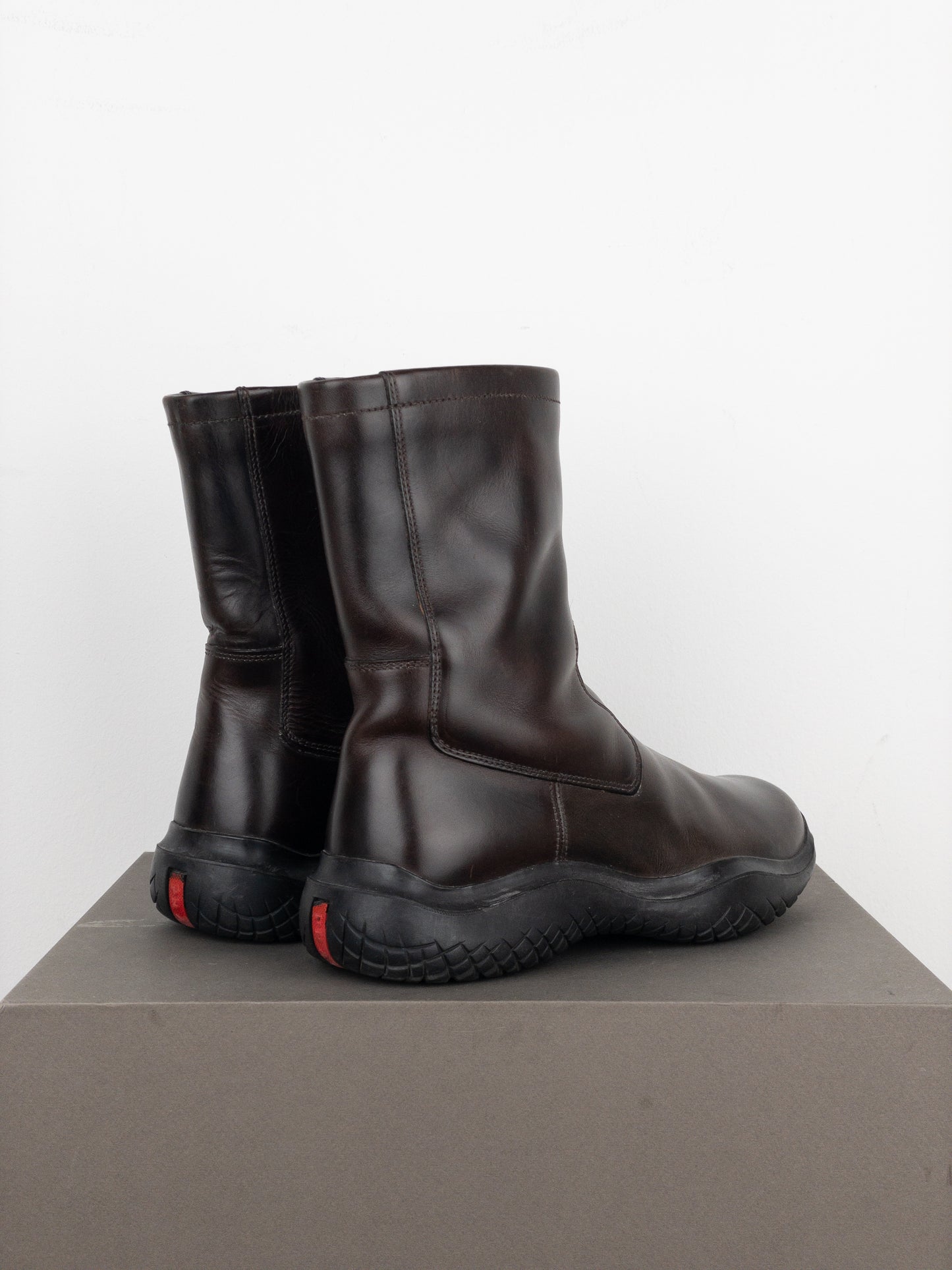 Prada AW99 Square-Toe Vibram Ankle Biker Boots
