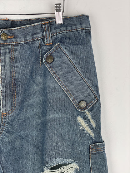 Dolce & Gabbana AW03 Double-Knee Denim Cargo Pants