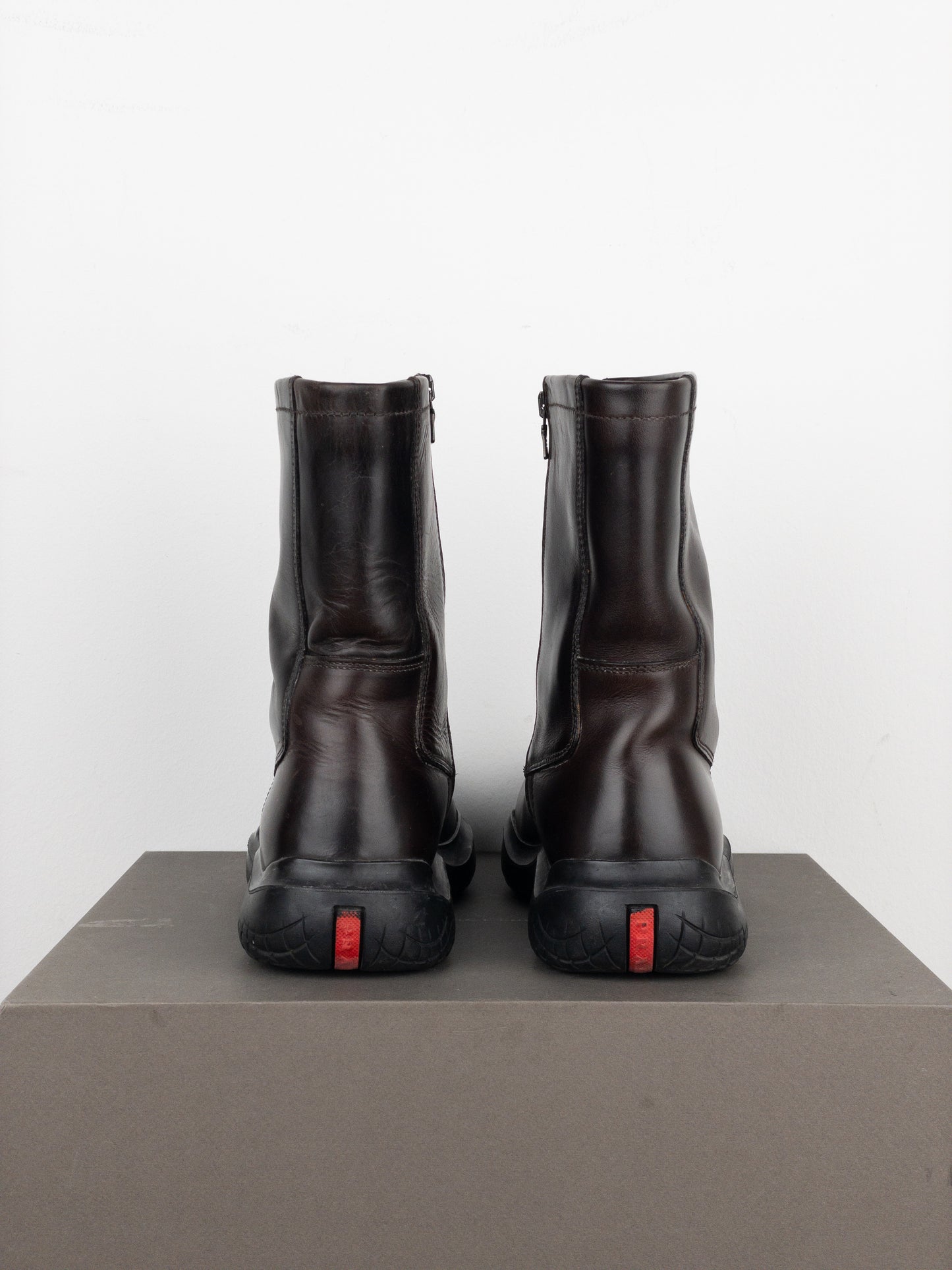 Prada AW99 Square-Toe Vibram Ankle Biker Boots