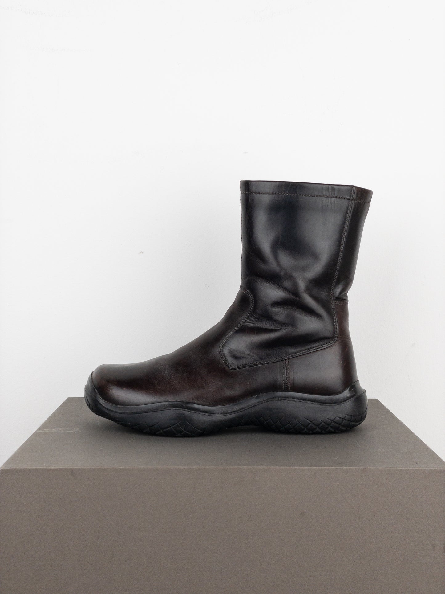Prada AW99 Square-Toe Vibram Ankle Biker Boots
