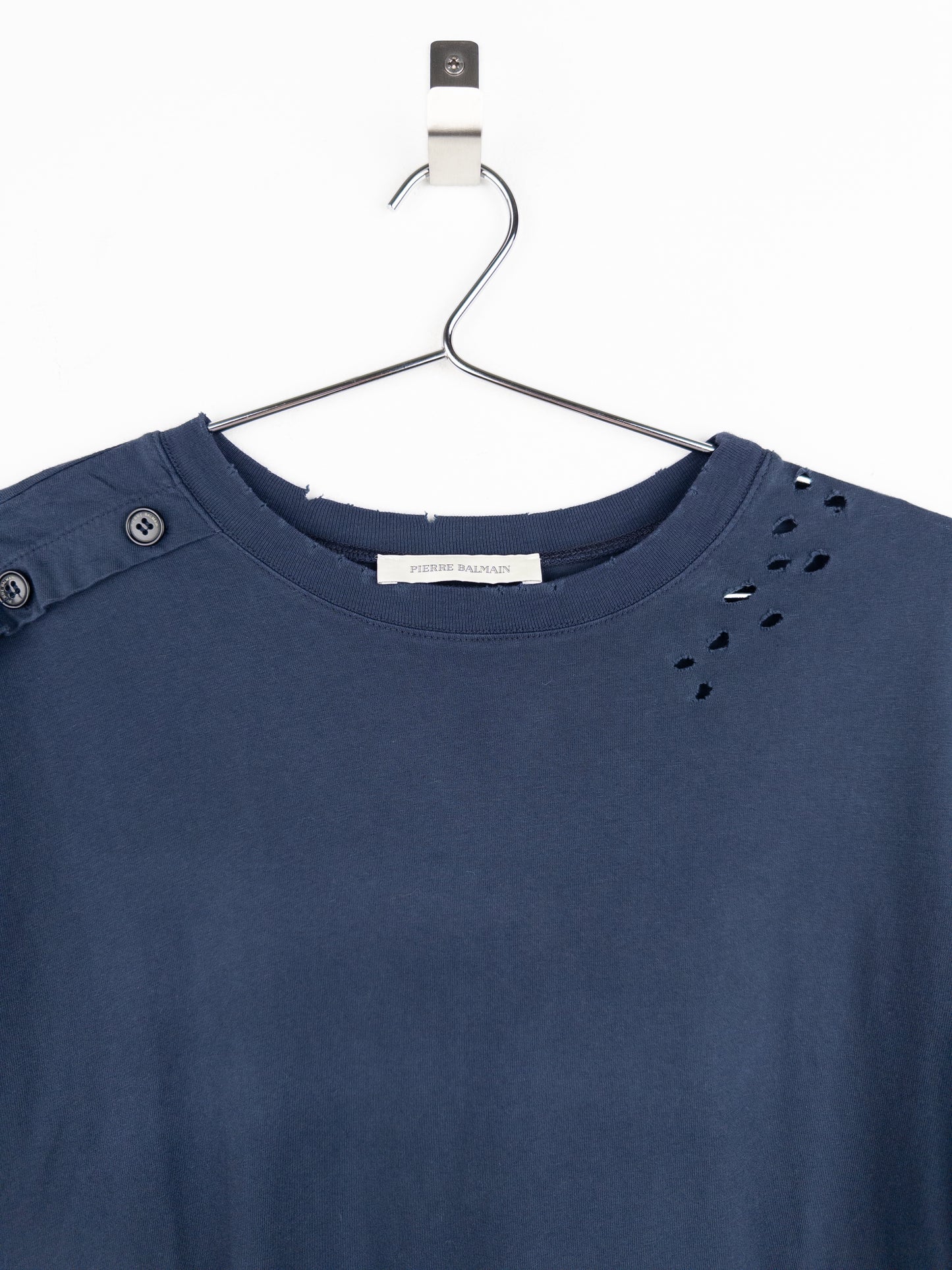 Balmain by Olivier Rousteing 2010s Distressed Henley Button Longsleeve Shirt