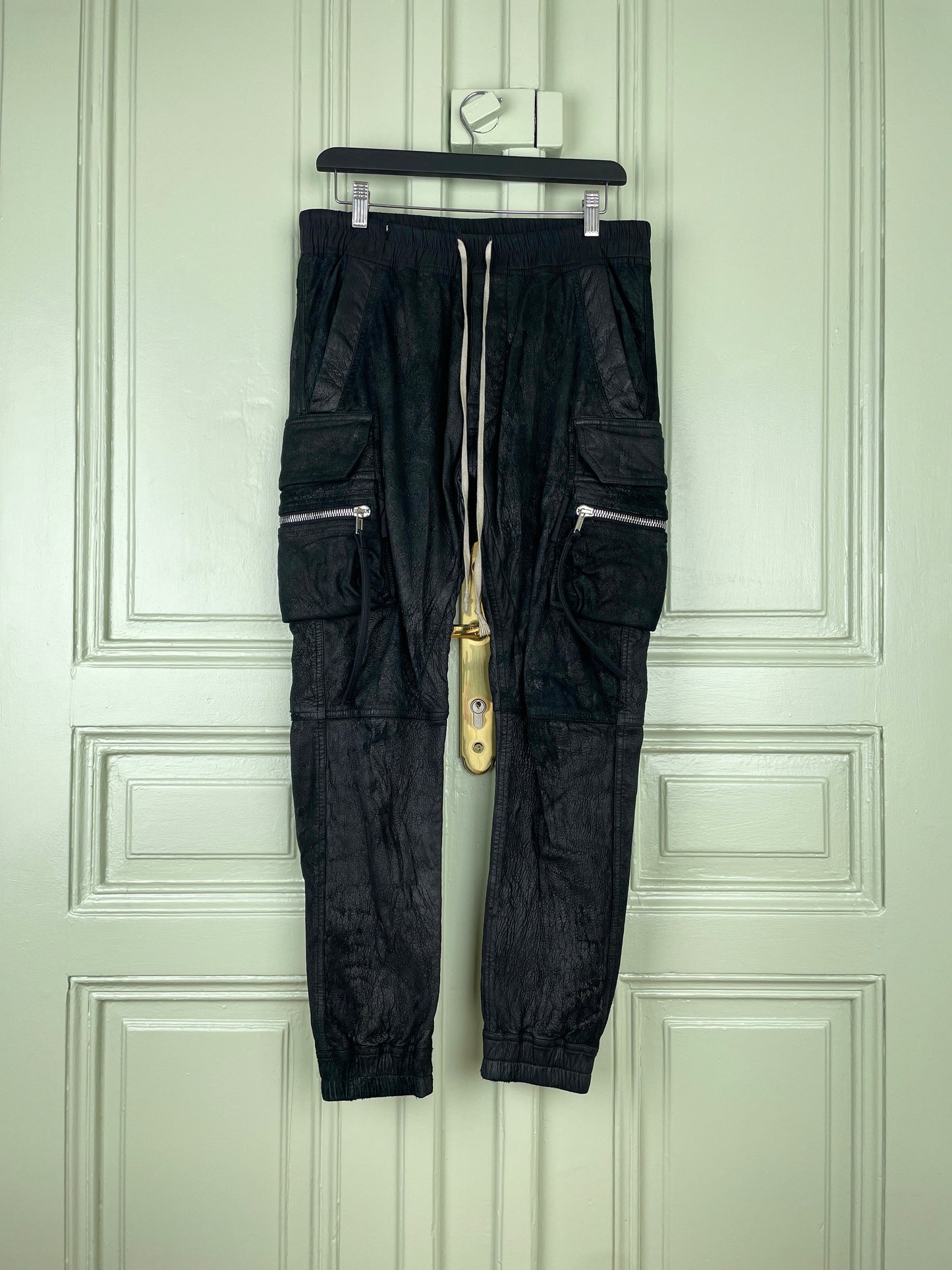 Rick Owens AW18 'SISYPHUS' Blistered Leather `Mastodon´ Cargo Joggers