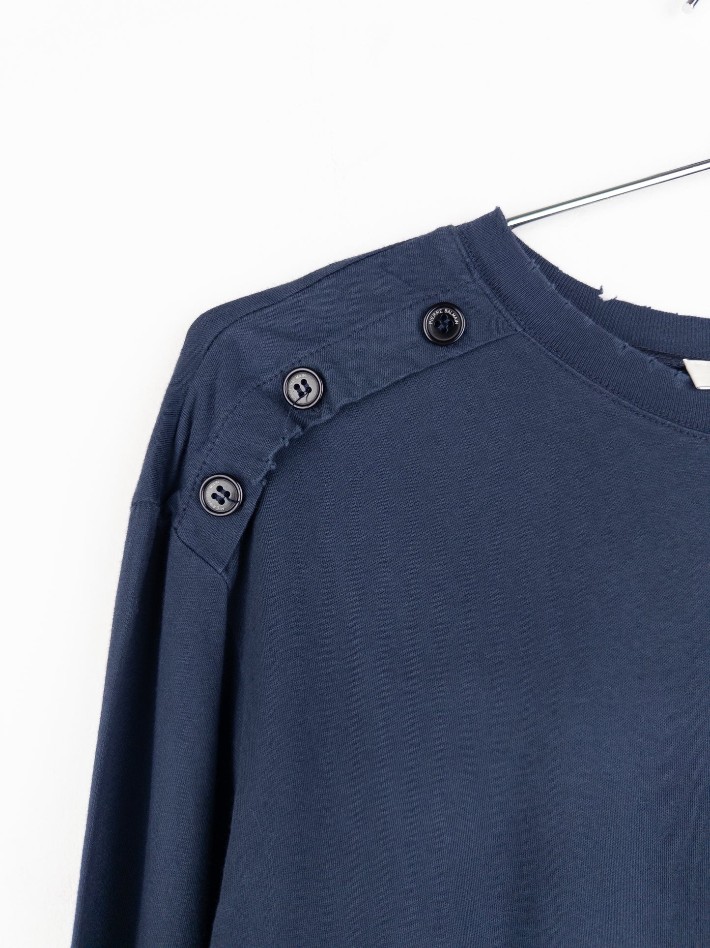 Balmain by Olivier Rousteing 2010s Distressed Henley Button Longsleeve Shirt