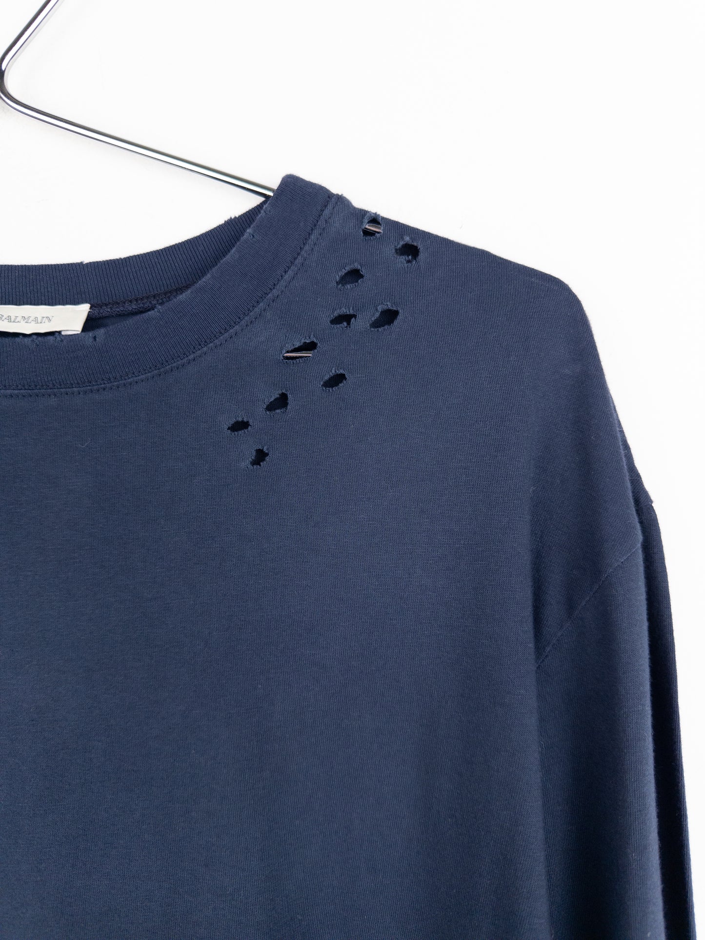Balmain by Olivier Rousteing 2010s Distressed Henley Button Longsleeve Shirt