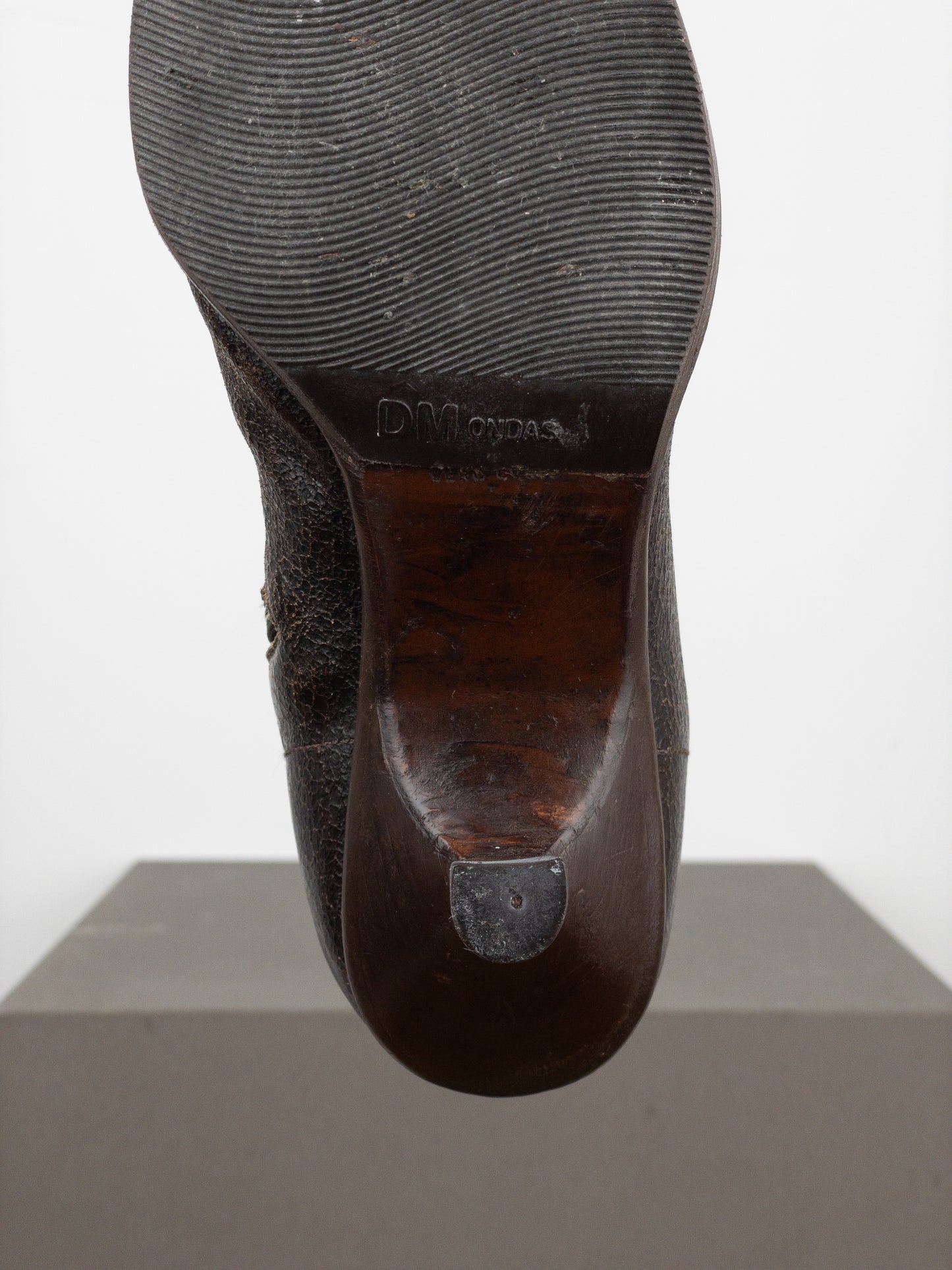 Miu Miu AW01 Cracked Leather Lace-Up Kitten Heel Boots