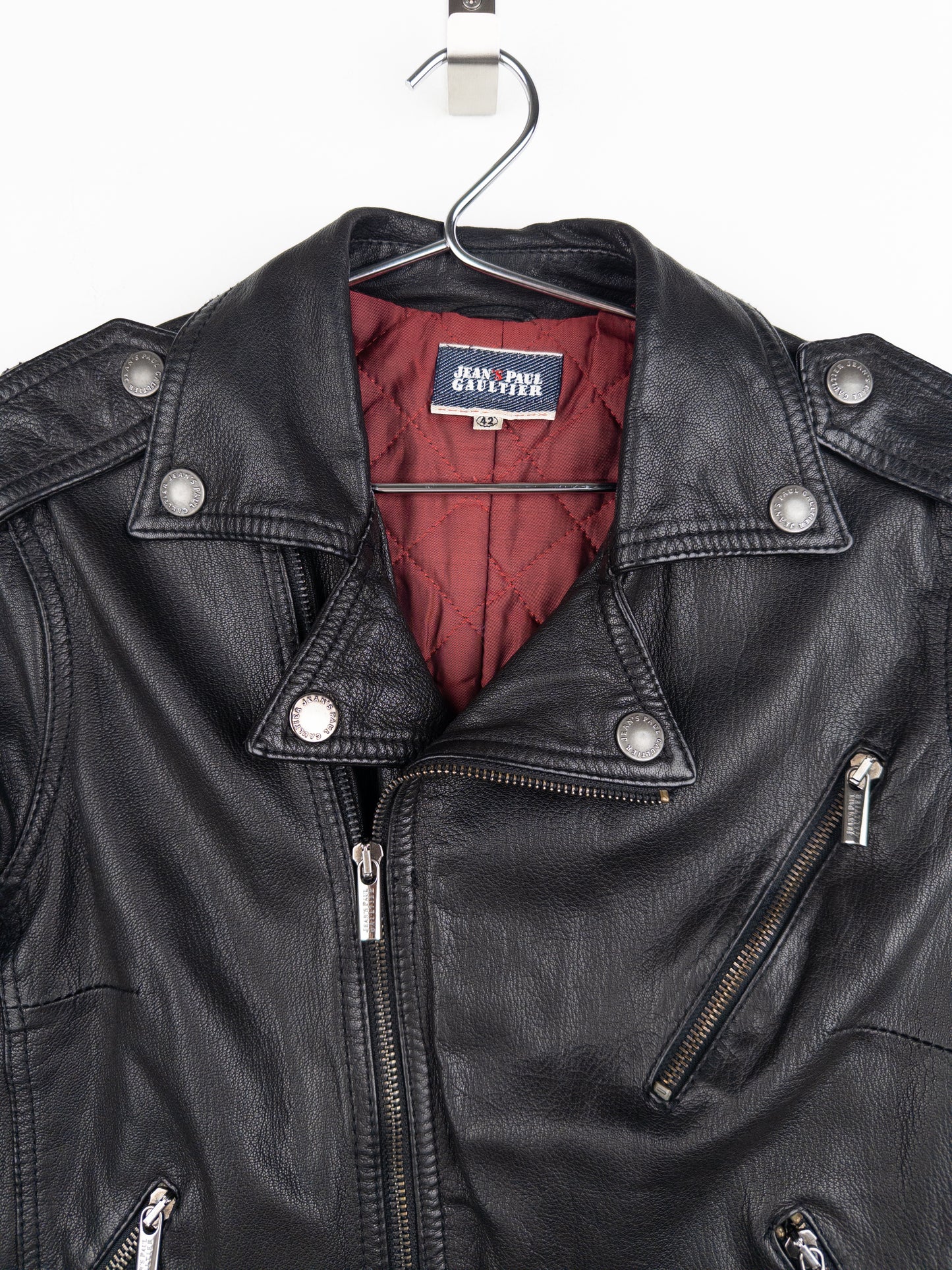 Jean Paul Gaultier 1990s Cropped Perfecto Leather Biker Jacket