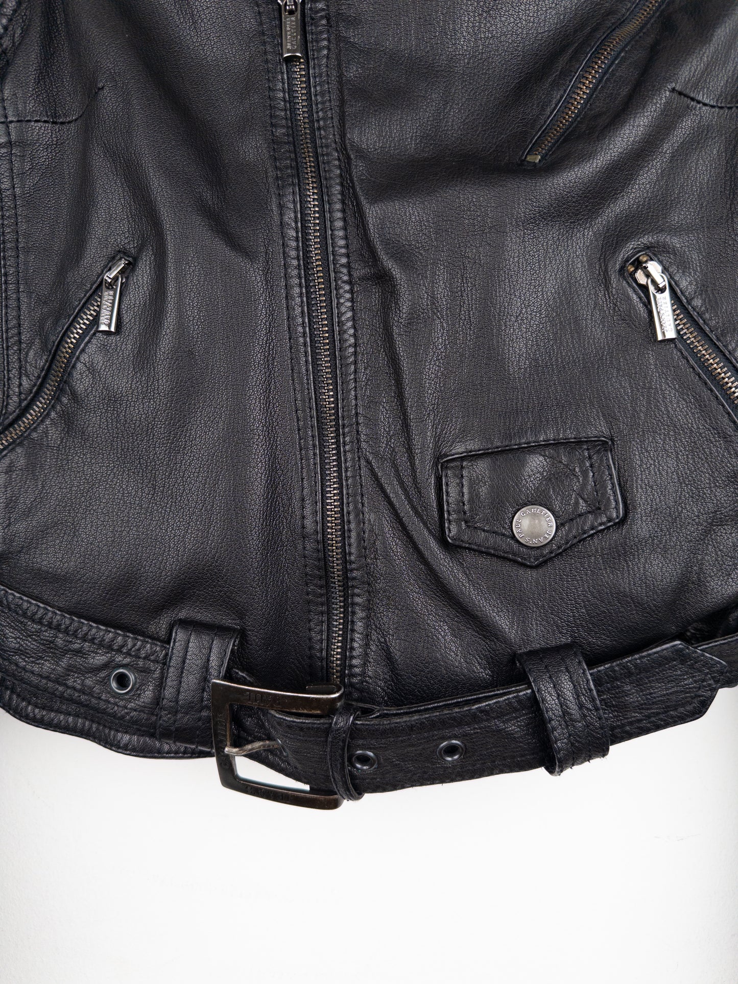 Jean Paul Gaultier 1990s Cropped Perfecto Leather Biker Jacket