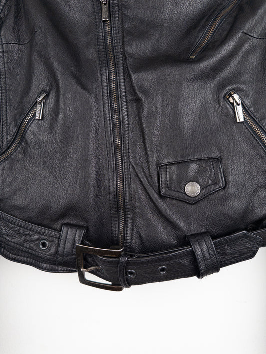 Jean Paul Gaultier 1990s Cropped Perfecto Leather Biker Jacket – photo 4