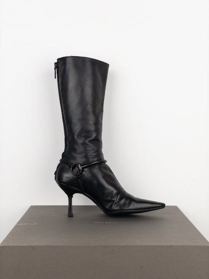 Gucci by Tom Ford AW99 Horsebit Stirrup Harness Riding Heel Boots