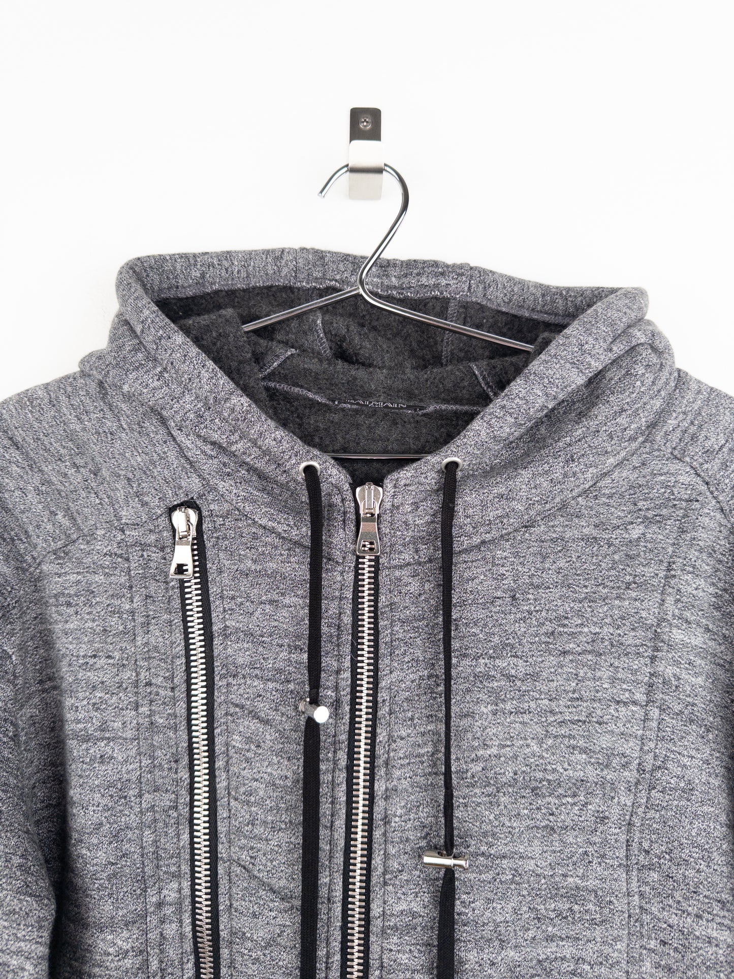 Balmain by Olivier Rousteing 2010s Double-Zip Biker Hoodie Jacket