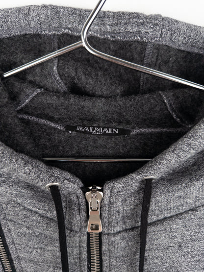 Balmain by Olivier Rousteing 2010s Double-Zip Biker Hoodie Jacket