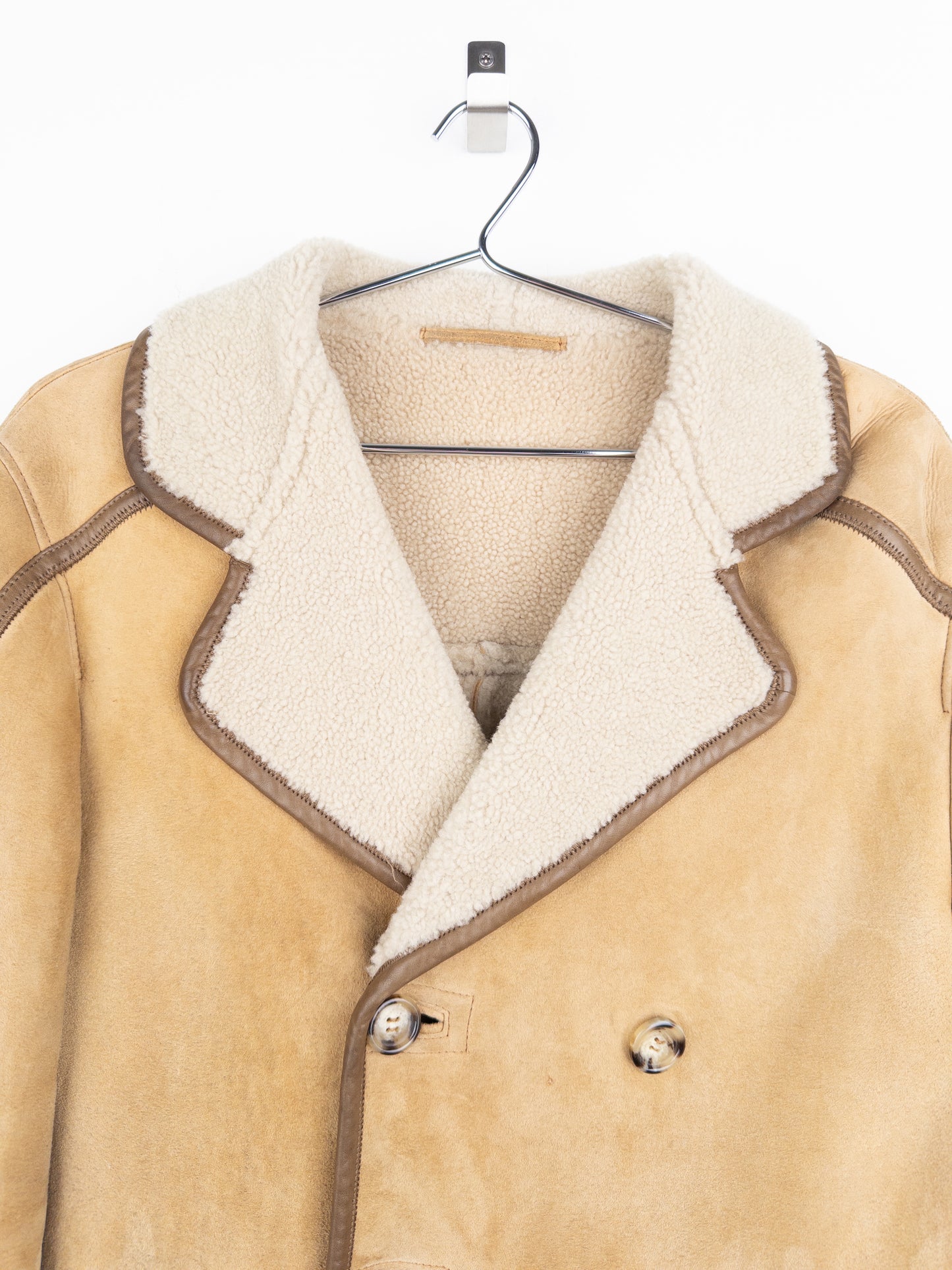 Prada AW05 Double Breasted Shearling Leather Pea Coat