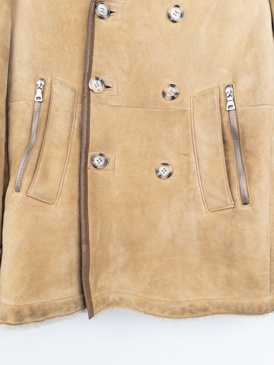 Prada AW05 Double Breasted Shearling Leather Pea Coat – photo 4