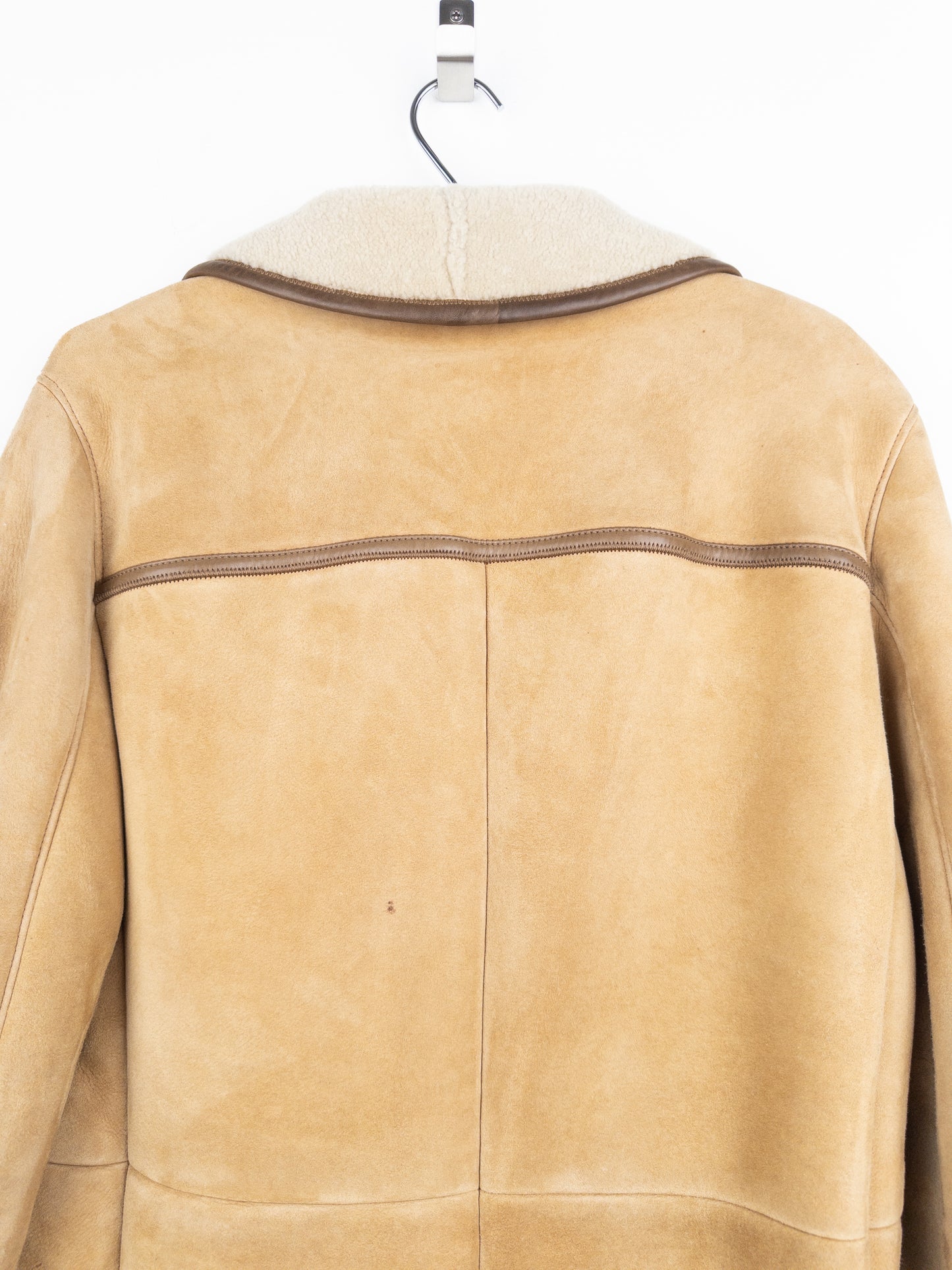 Prada AW05 Double Breasted Shearling Leather Pea Coat