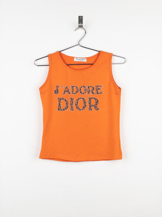 Dior by Galliano AW02 ‘Jadore Dior’ Monogram Rhinestone Tank Top
