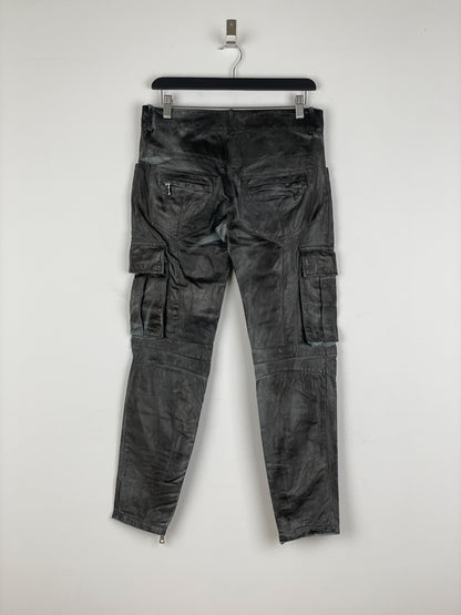 Balmain Decarnin Leather Cargo Biker Pants