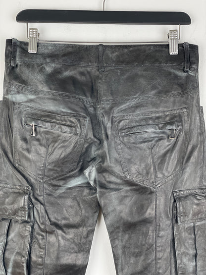 Balmain Decarnin Leather Cargo Biker Pants