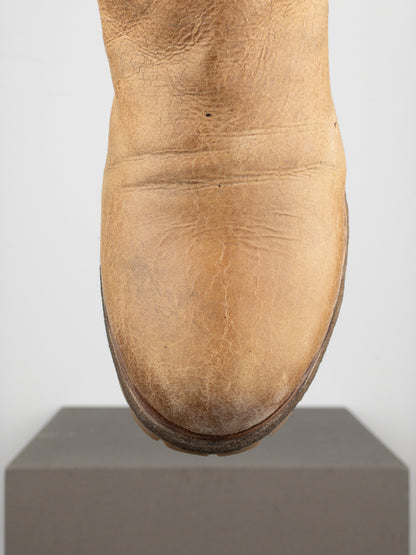 Prada AW11 Knee-High Shearling Paint Biker Moto Boots