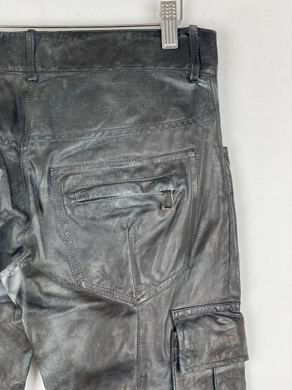 Balmain Decarnin Leather Cargo Biker Pants