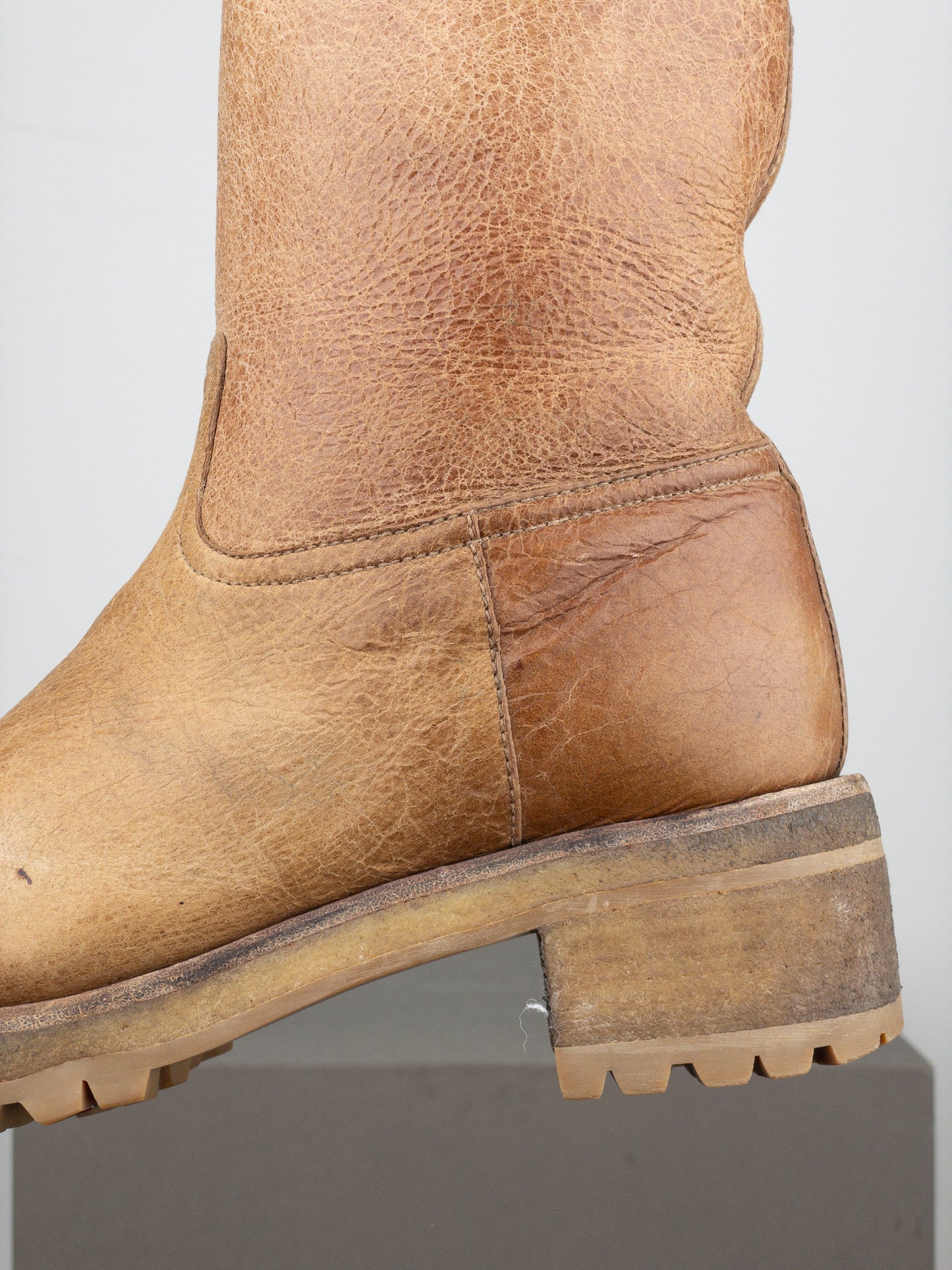 Prada AW11 Knee-High Shearling Paint Biker Moto Boots