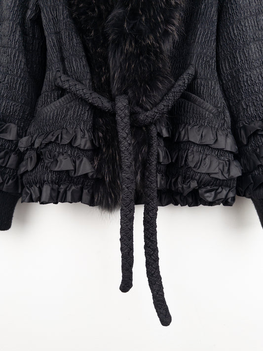 Roberto Cavalli 2000s Shirring Ruffle Fur Puffer Jacket – photo 5