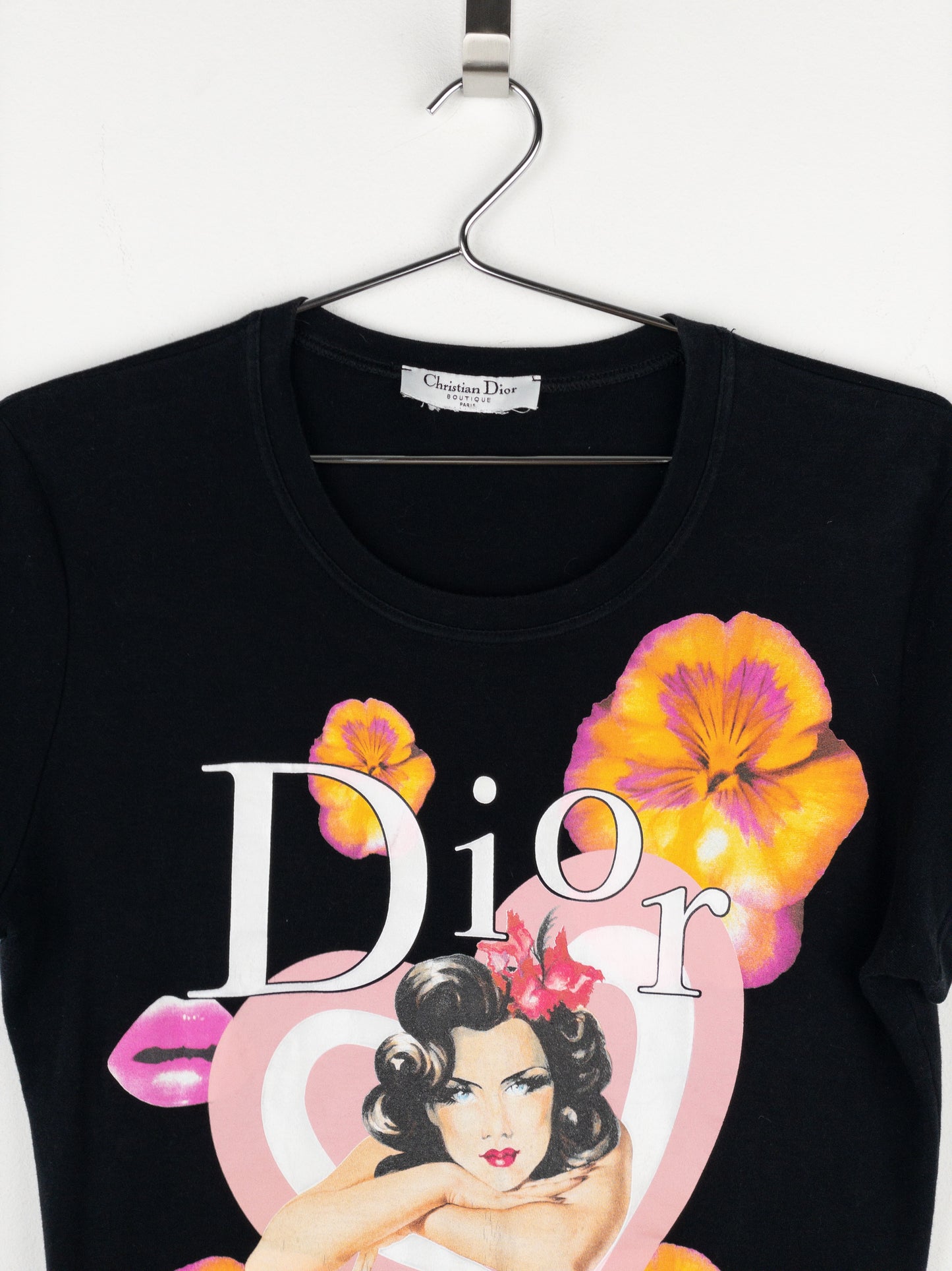 Dior by Galliano SS05 ‘Jadore Dior’ Pin Up Floral Lips Heart Print T-Shirt