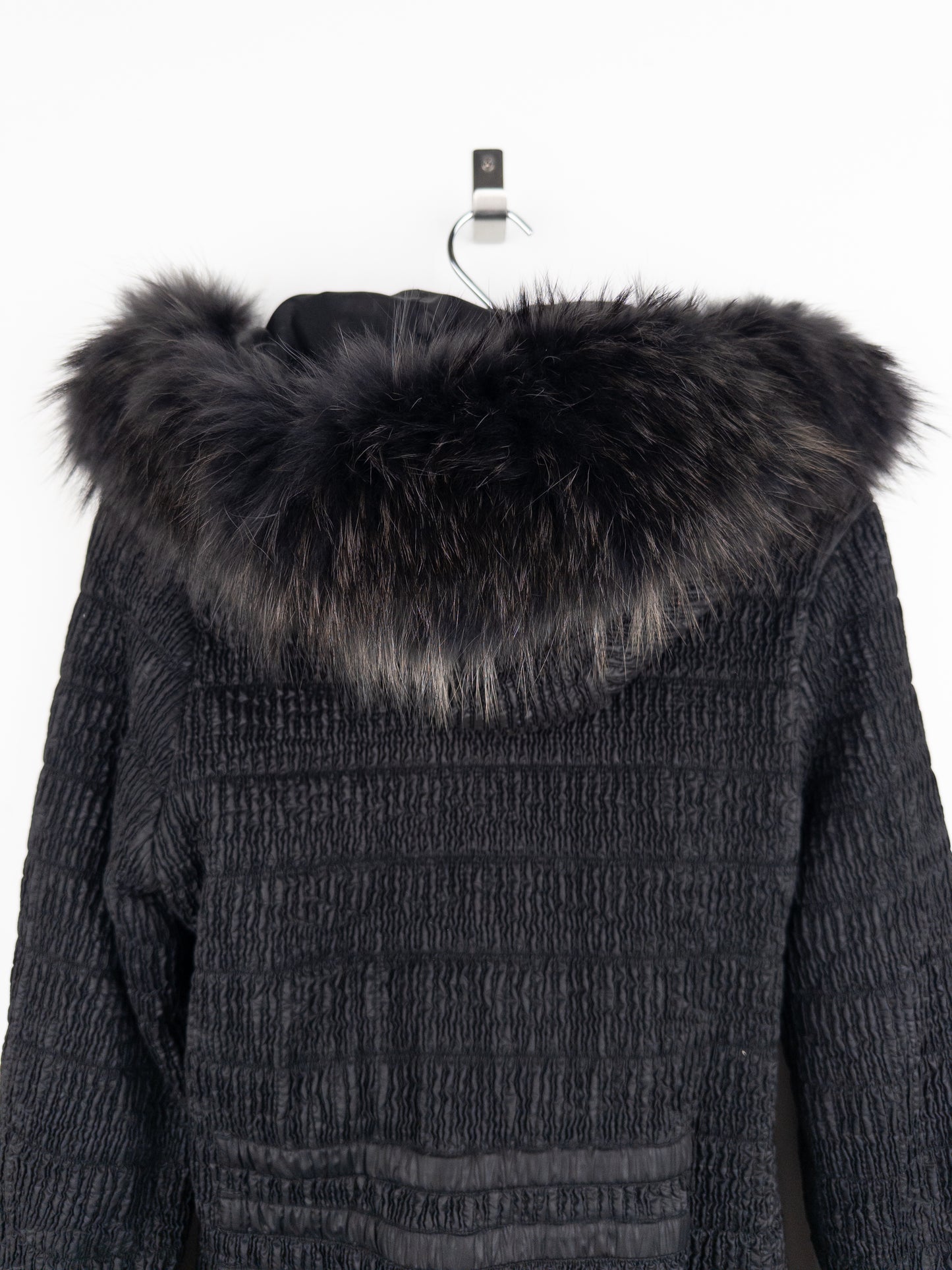 Roberto Cavalli 2000s Shirring Ruffle Fur Puffer Jacket