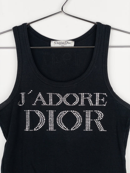 Dior by Galliano 2000s ‘Jadore Dior 1947’ Rhinestone Tank Top