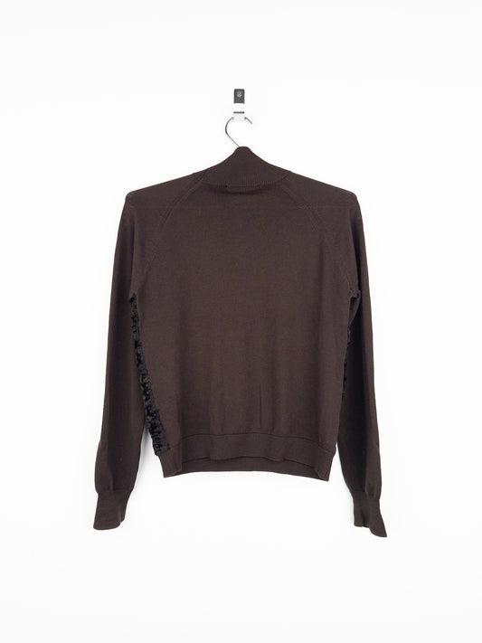 Prada AW98 Astrakhan Fur Turtleneck Knit Sweater