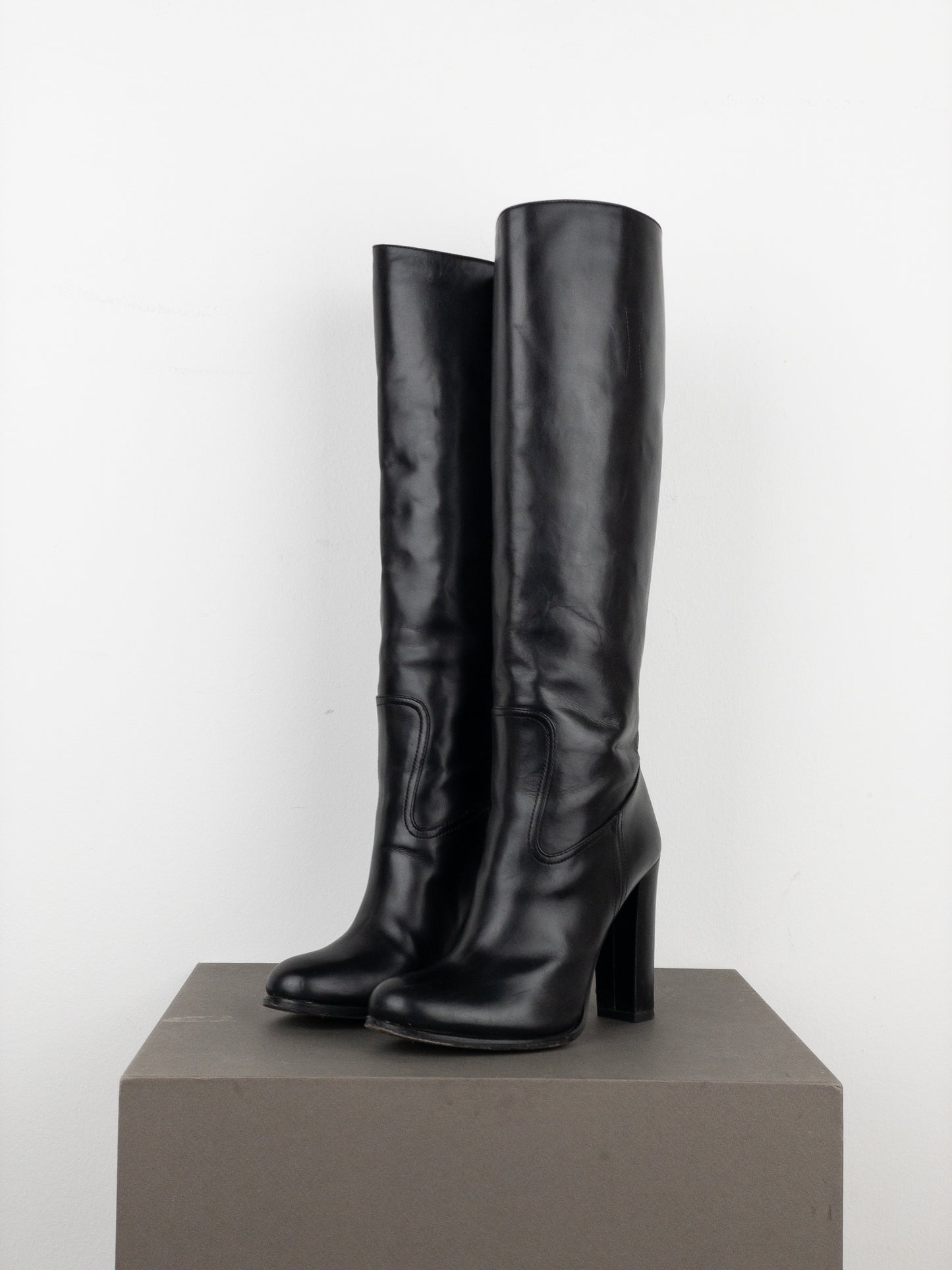 Prada 2000s Knee-High Leather Heel Boots