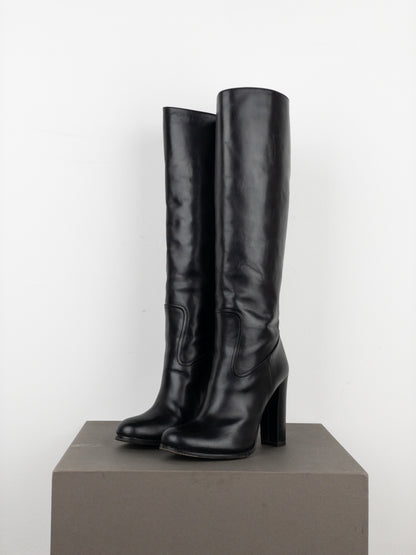 Prada 2000s Knee-High Leather Heel Boots