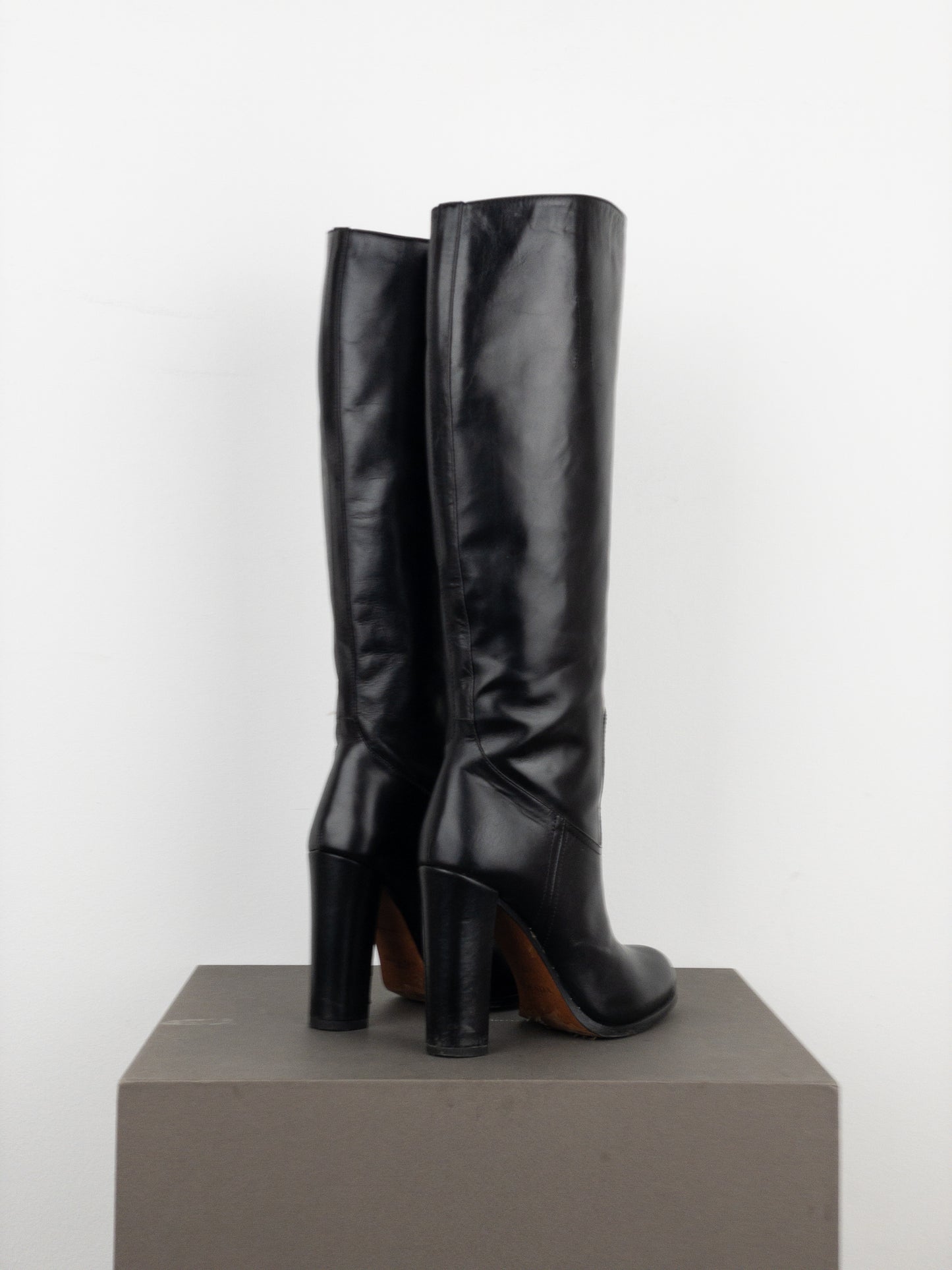 Prada 2000s Knee-High Leather Heel Boots