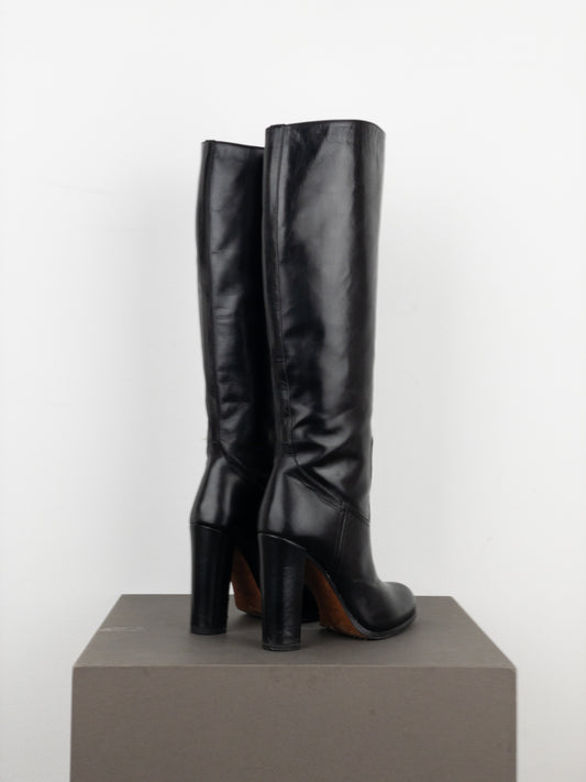 Prada 2000s Knee-High Leather Heel Boots
