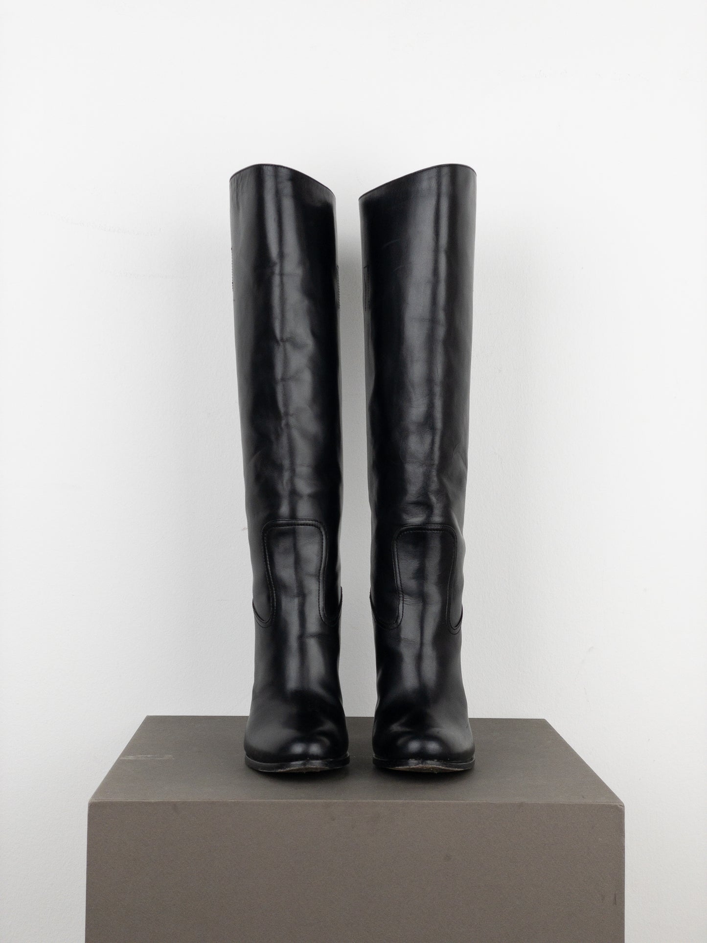 Prada 2000s Knee-High Leather Heel Boots