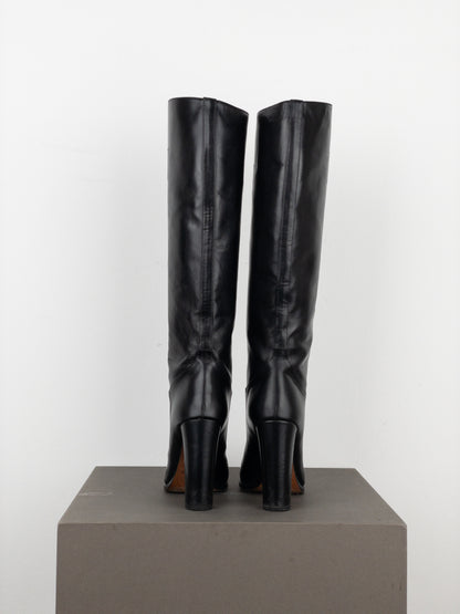 Prada 2000s Knee-High Leather Heel Boots