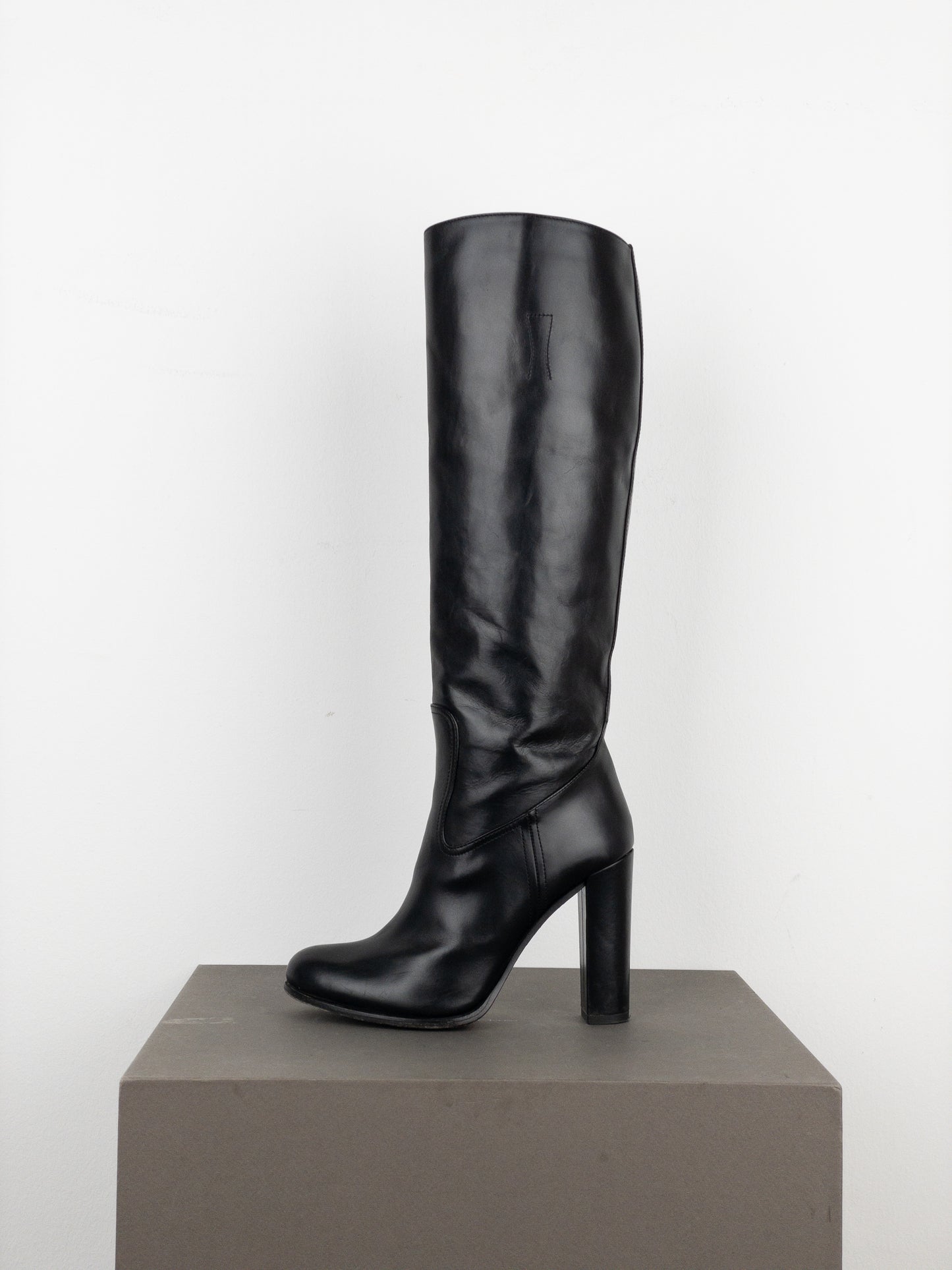 Prada 2000s Knee-High Leather Heel Boots