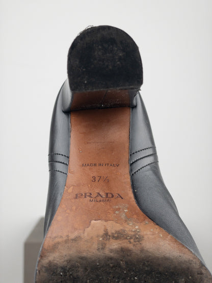 Prada 2000s Knee-High Leather Heel Boots