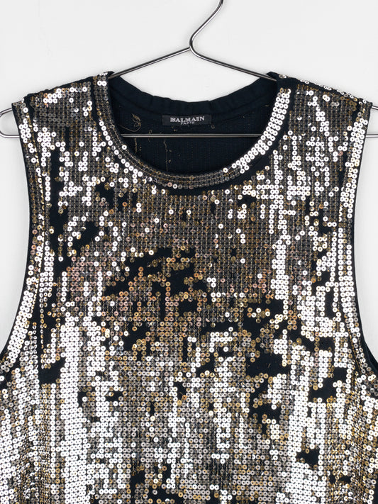 Balmain by Decarnin AW10 Distressed Sequin Tank Top – photo 3