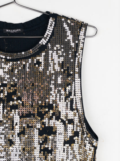 Balmain by Decarnin AW10 Distressed Sequin Tank Top