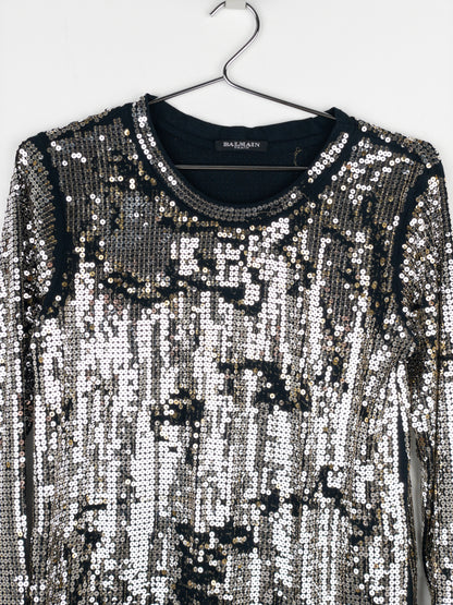 Balmain by Decarnin AW10 Distressed Sequin Longsleeve Shirt