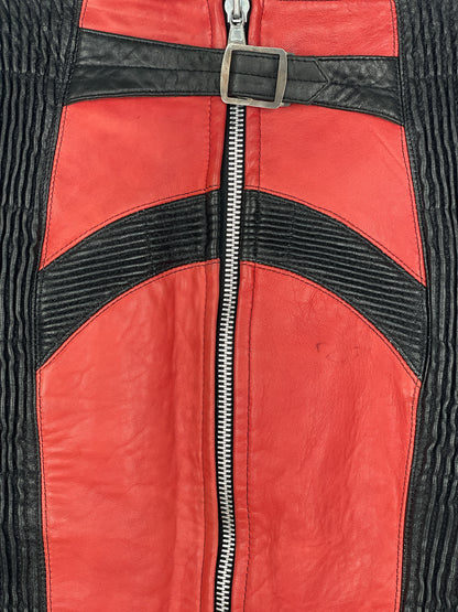 Jean Paul Gaultier AW86 'Russian Constructivist' Leather Biker Pencil Skirt