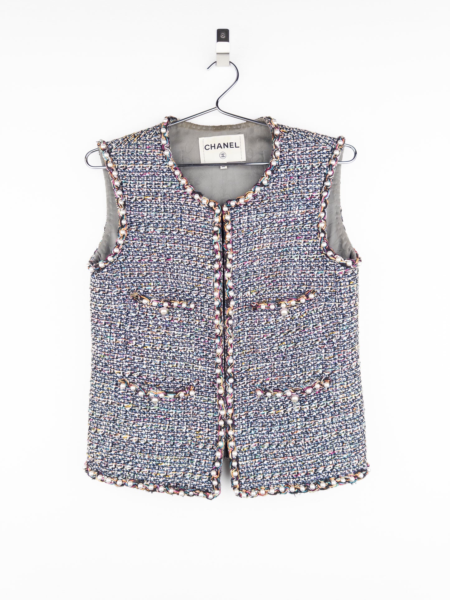 Chanel by Karl Lagerfeld SS17 Pearl Trim Tweed Vest