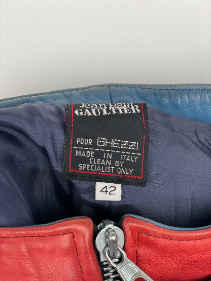 Jean Paul Gaultier AW86 'Russian Constructivist' Leather Biker Pencil Skirt