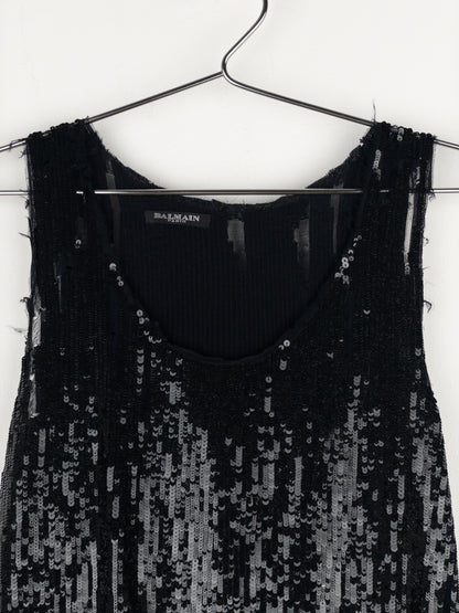 Balmain by Decarnin AW10 Distressed Sequin Tank Top