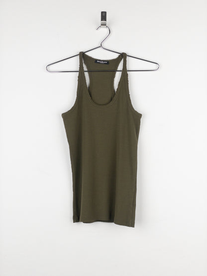 Balmain by Decarnin Distressed Ribbed Tank Top