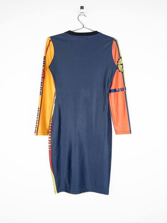 Jean Paul Gaultier SS90 ‚Rap’sody in Blue‘ Graphic Print Cycling Midi Dress